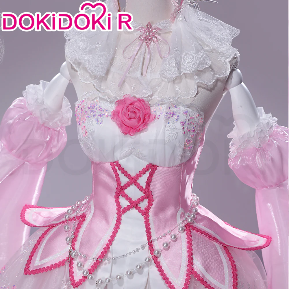 DokiDoki-R Anime Cosplay Costume Pink Crystal Long Dress - Image 3
