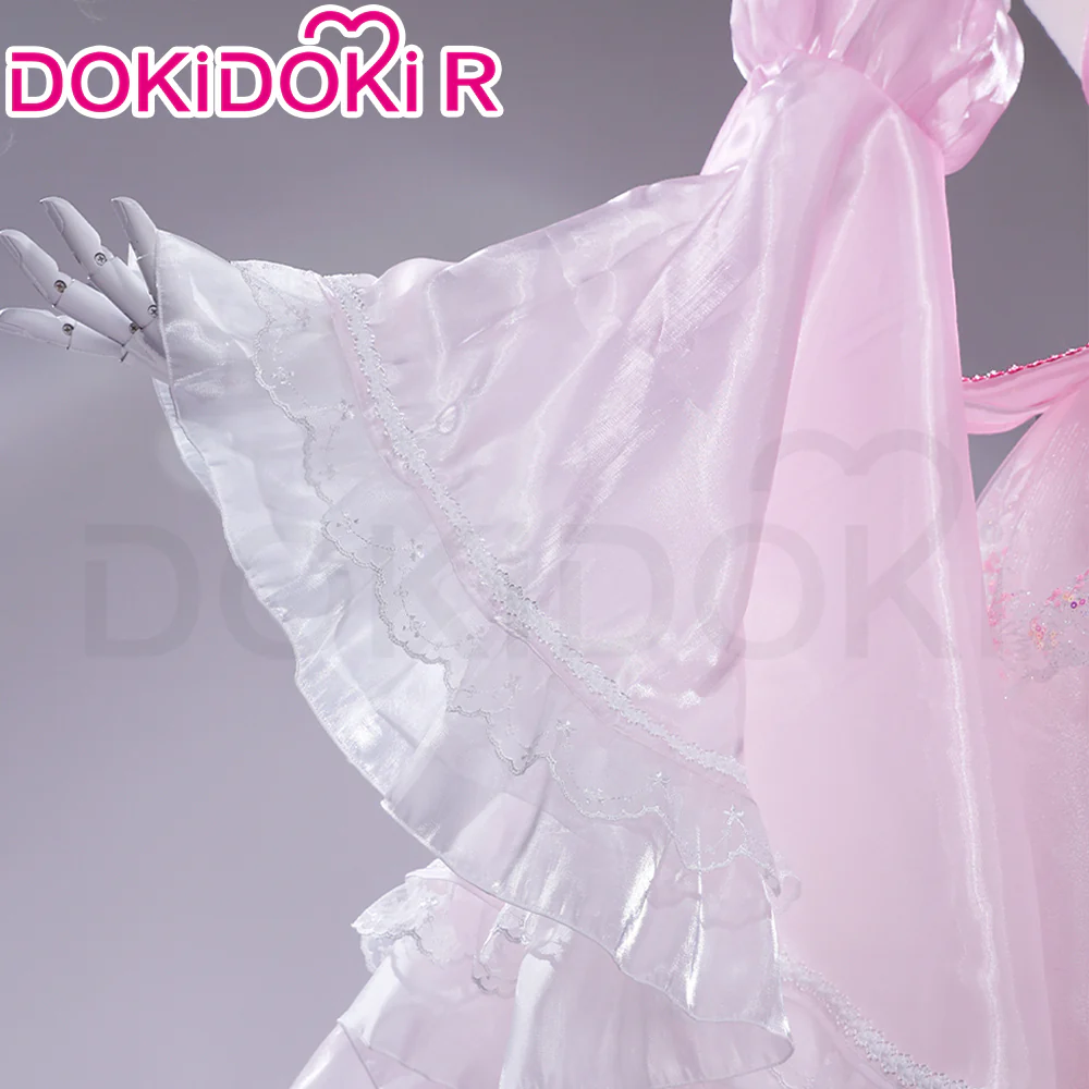 DokiDoki-R Anime Cosplay Costume Pink Crystal Long Dress - Image 4