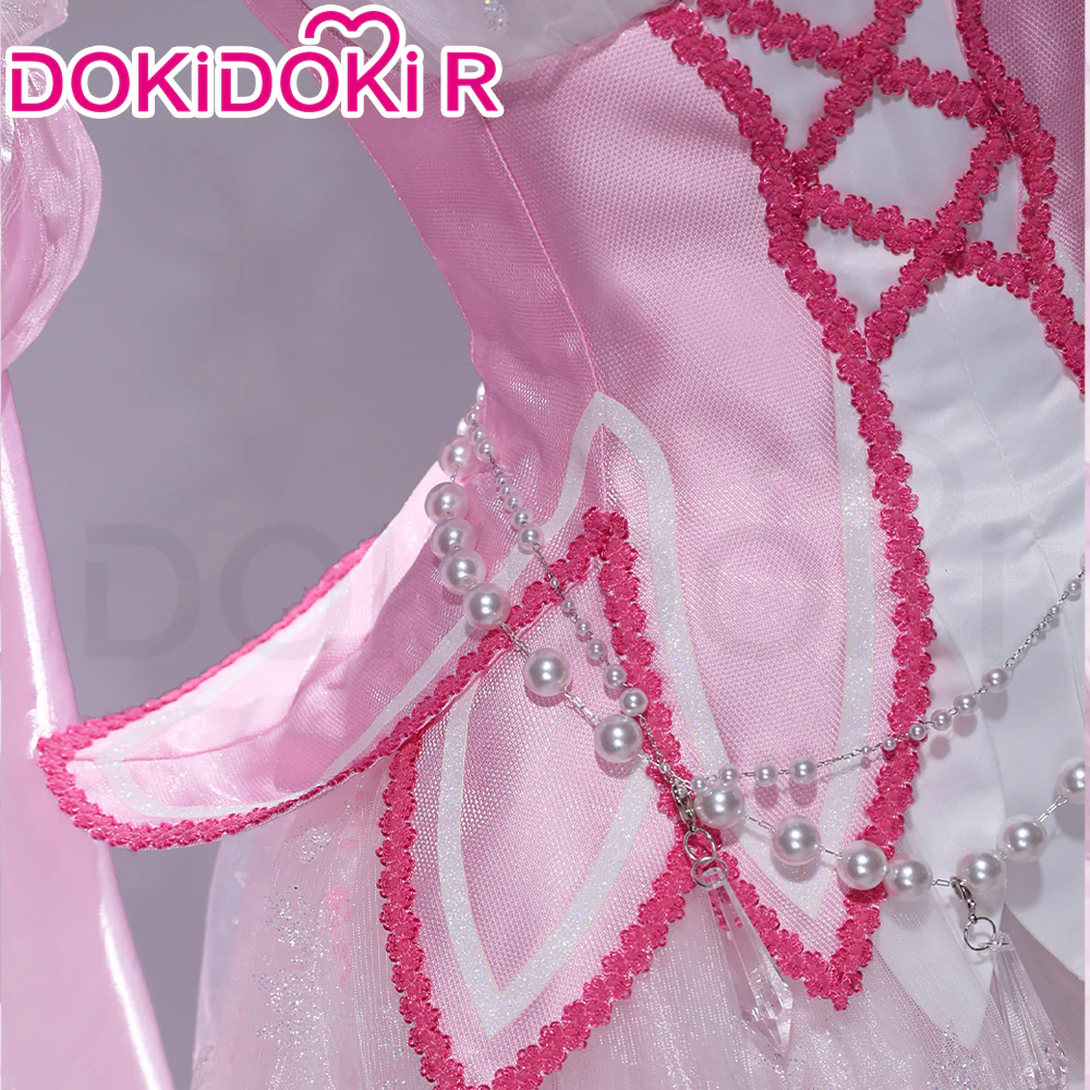 DokiDoki-R Anime Cosplay Costume Pink Crystal Long Dress - Image 5