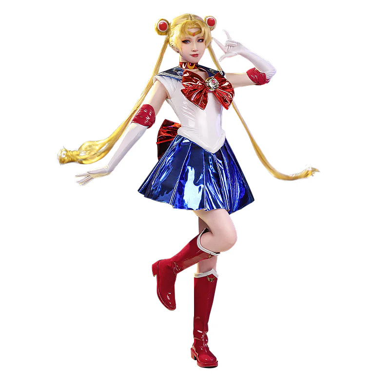 DokiDoki-R Anime Cosplay Costume White Blue Dress - Image 5
