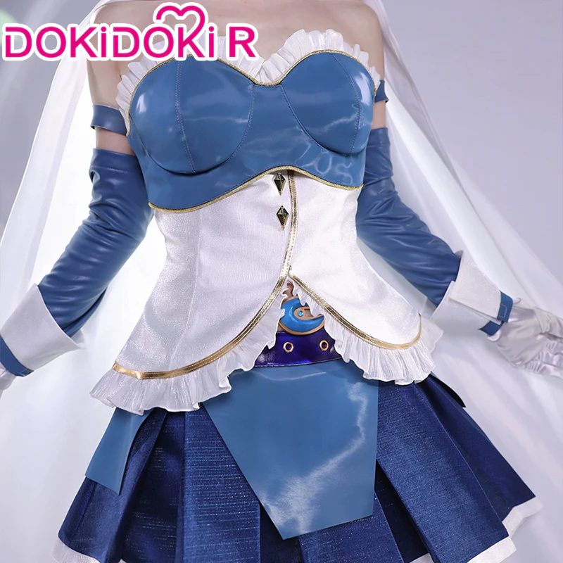 DokiDoki-R Anime Cosplay Costume Women Blue White Battle Dress - Image 4