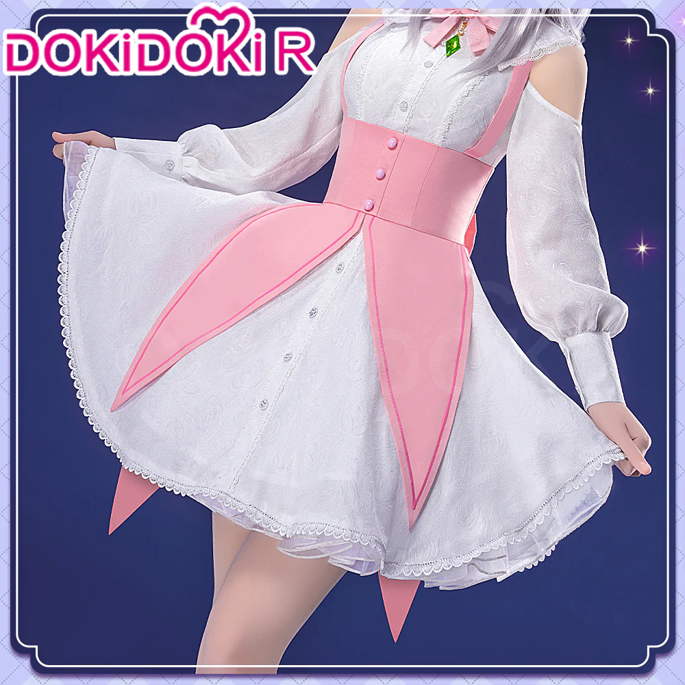 【in stock】DokiDoki-R Anime Cosplay Costume Women White Pink Dress - Image 3
