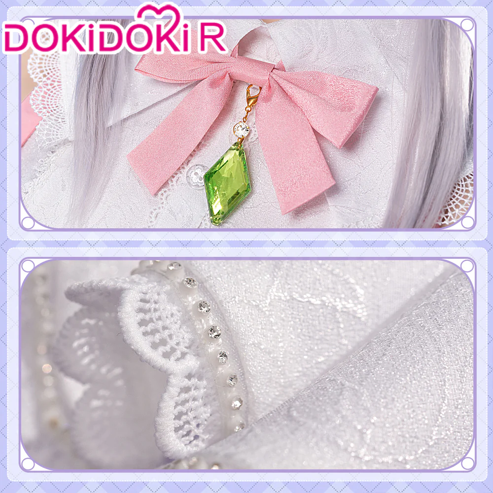【in stock】DokiDoki-R Anime Cosplay Costume Women White Pink Dress - Image 4