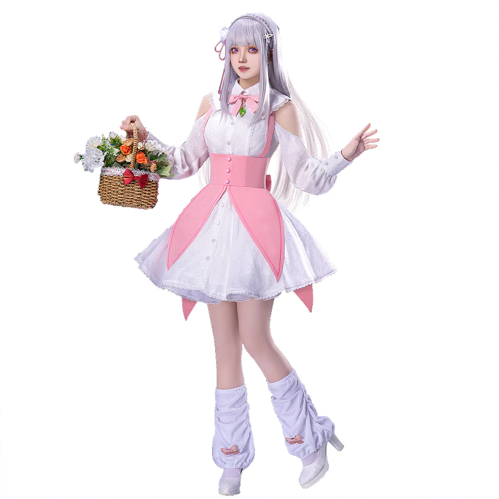 【in stock】DokiDoki-R Anime Cosplay Costume Women White Pink Dress - Image 5