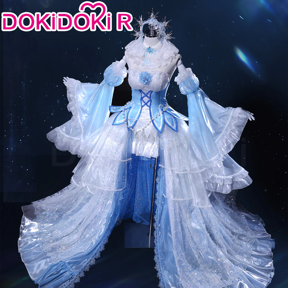 DokiDoki-R Anime Cosplay Costume Blue White Dress Crystal Dress Ver