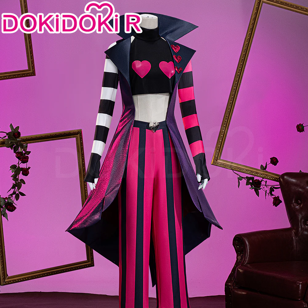 【Ready For Ship】【Size S-3XL】DokiDoki-R Anime Hell Hotel Cosplay Costume Black Pink Stripe - Image 5