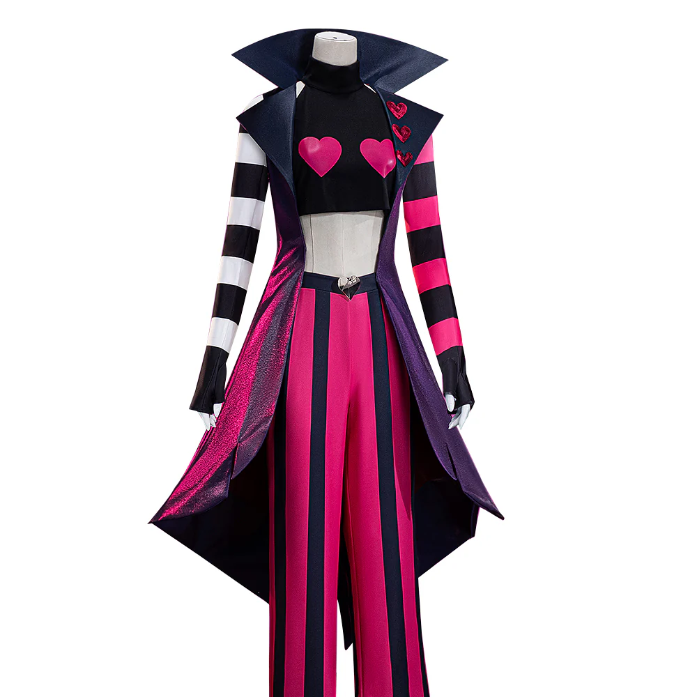 【Ready For Ship】【Size S-3XL】DokiDoki-R Anime Hell Hotel Cosplay Costume Black Pink Stripe - Image 8