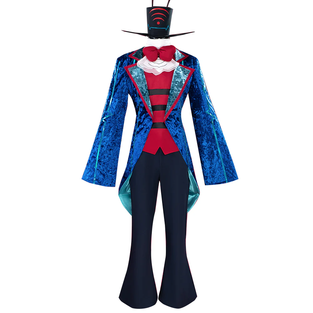 DokiDoki-R Anime Hell Hotel Cosplay TV Demon Costume Blue Striped Suit - Image 5