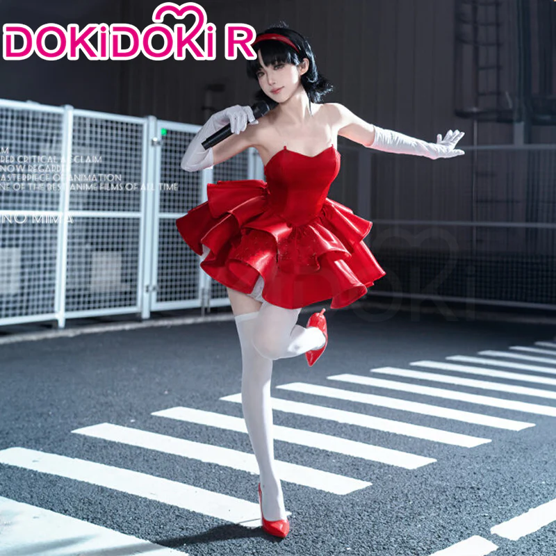 DokiDoki-R Anime Perfect Blue Cosplay Kirigoe Mima Costume Strapless Red Dress