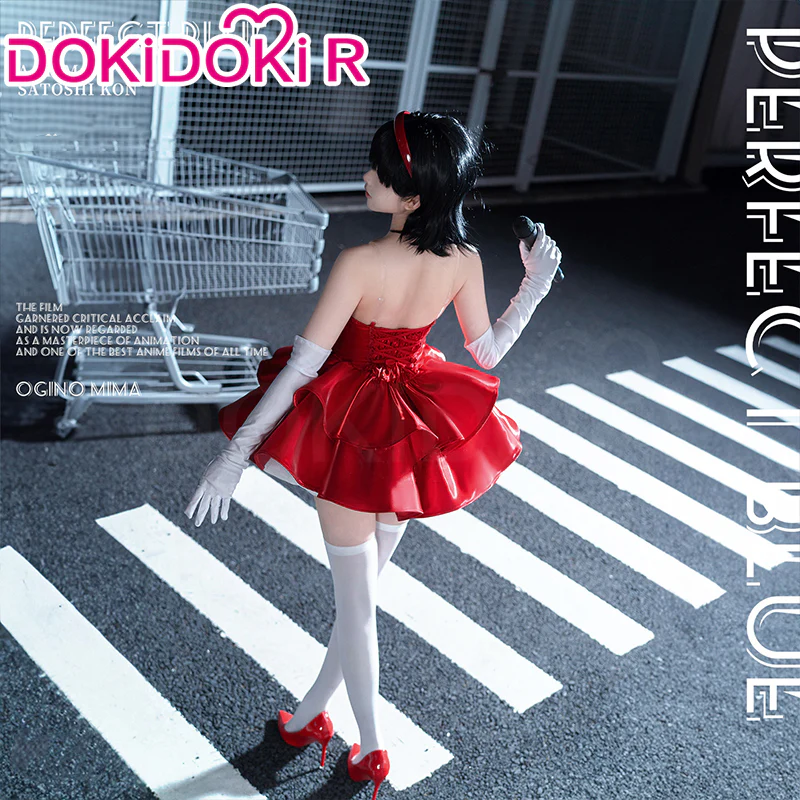 DokiDoki-R Anime Perfect Blue Cosplay Kirigoe Mima Costume Strapless Red Dress - Image 2