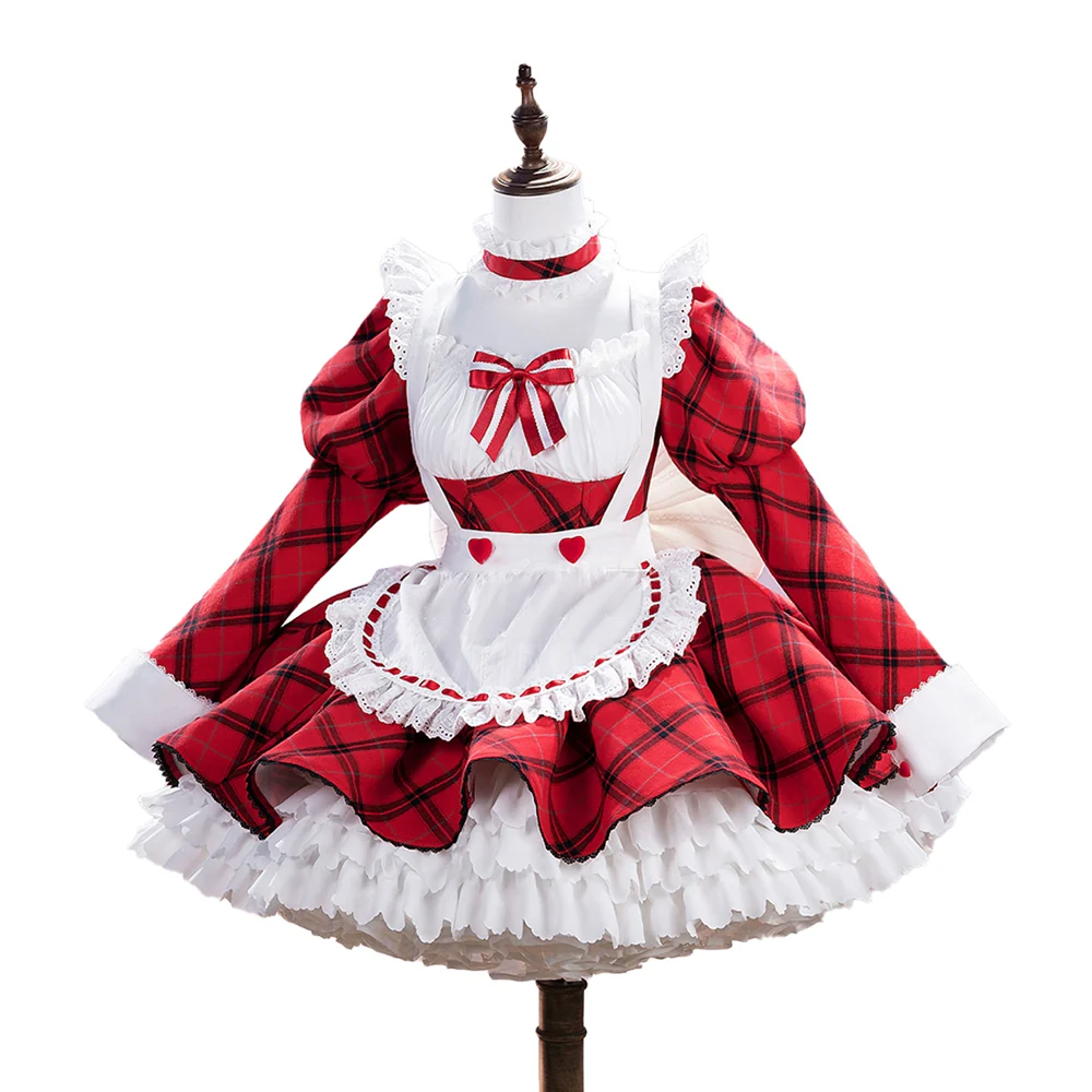 DokiDoki-R Anime Shugo Chara Cosplay Tsukiyomi Utau Costume Red Maid Dress C - Image 5
