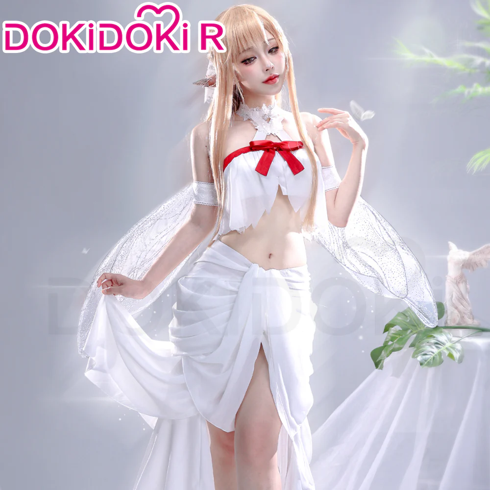 DokiDoki-R Anime Sword Art Online Yuuki Asuna Cosplay Fairy Queen Costume / Wings