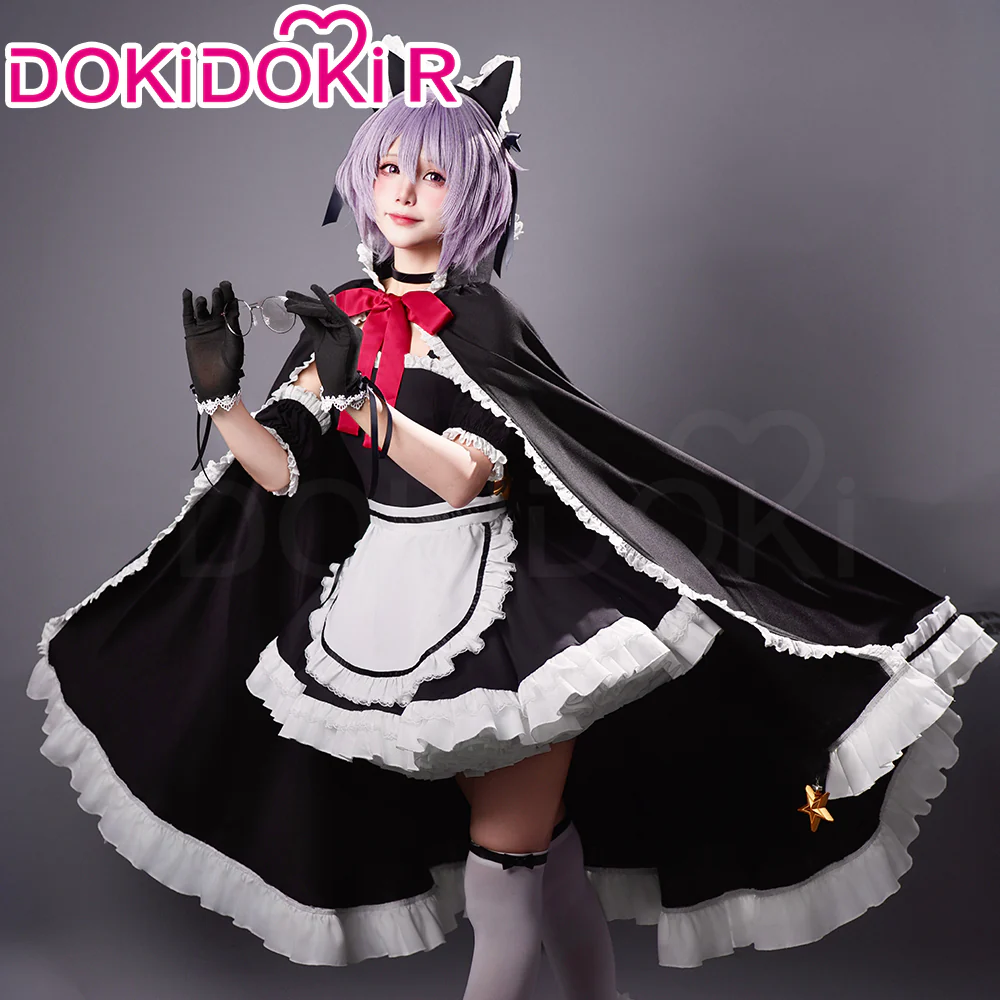 DokiDoki-R Anime The Melancholy of Haruhi Suzumiya Cosplay Maidmade Yuki Nagato Costume Cat Ear Maid Costume / Tail - Image 2