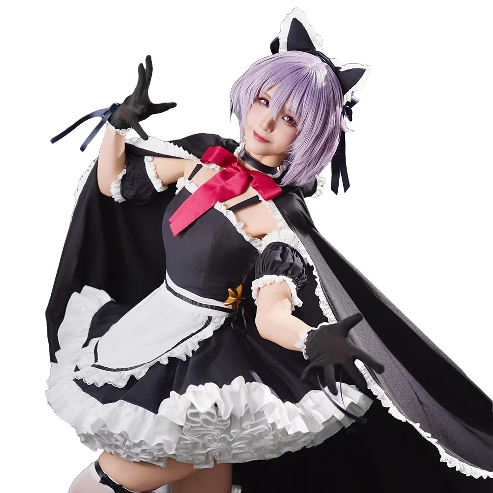 DokiDoki-R Anime The Melancholy of Haruhi Suzumiya Cosplay Maidmade Yuki Nagato Costume Cat Ear Maid Costume / Tail - Image 6