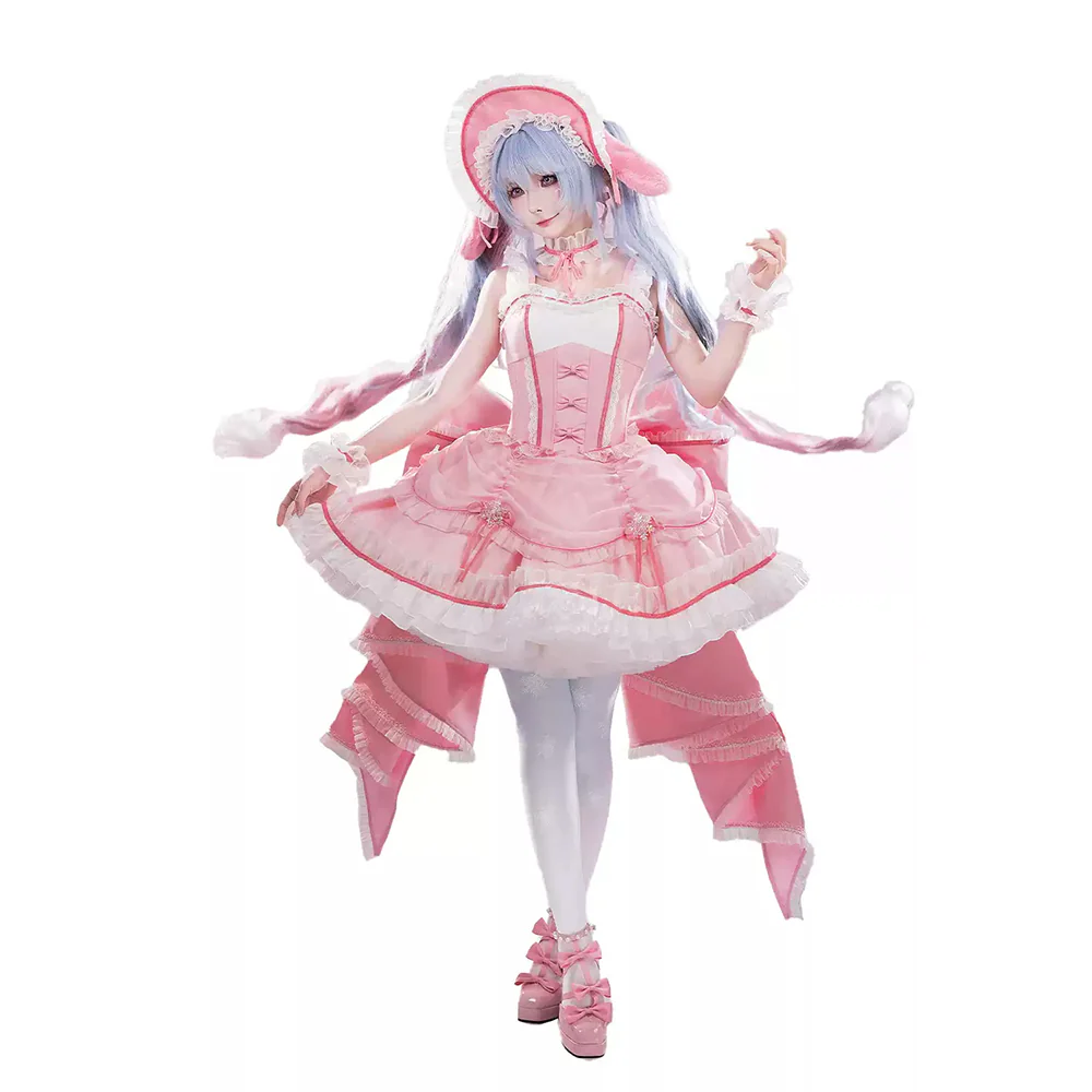 DokiDoki-R Cosplay Snow Pink Dress Lolita Female Costume - Image 5