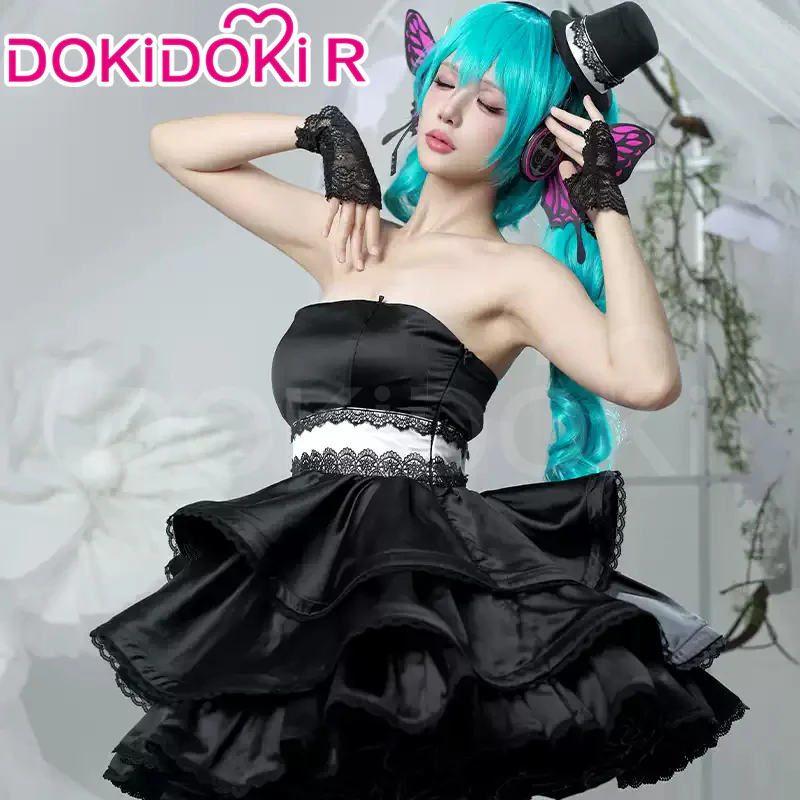 【Partially Ready For Ship】DokiDoki-R Cosplay Black Butterfly Dress Costume / Headphone / Cocktail Hat Magnet Gown - Image 3