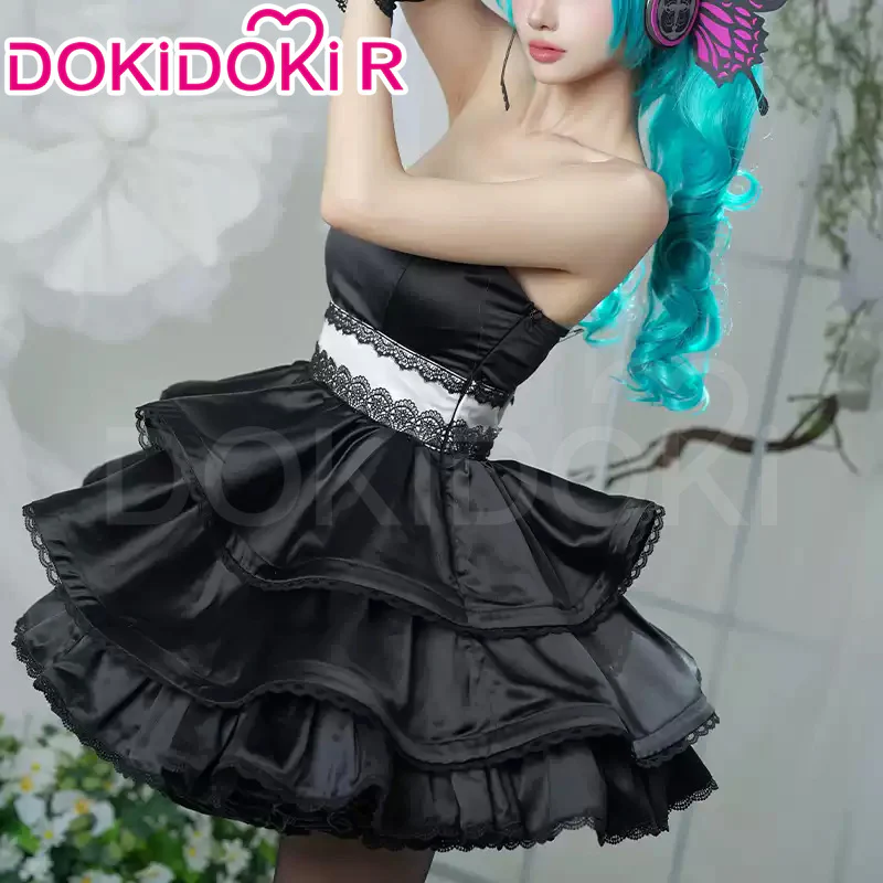 【Partially Ready For Ship】DokiDoki-R Cosplay Black Butterfly Dress Costume / Headphone / Cocktail Hat Magnet Gown - Image 5
