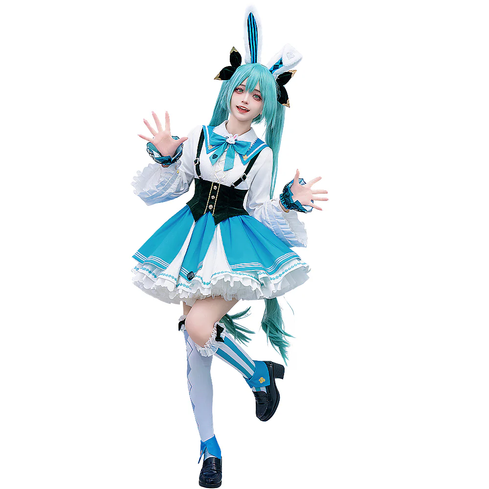 【S/M In Stock】DokiDoki-R Cosplay Costume Rabbit White Blue Dress - Image 6