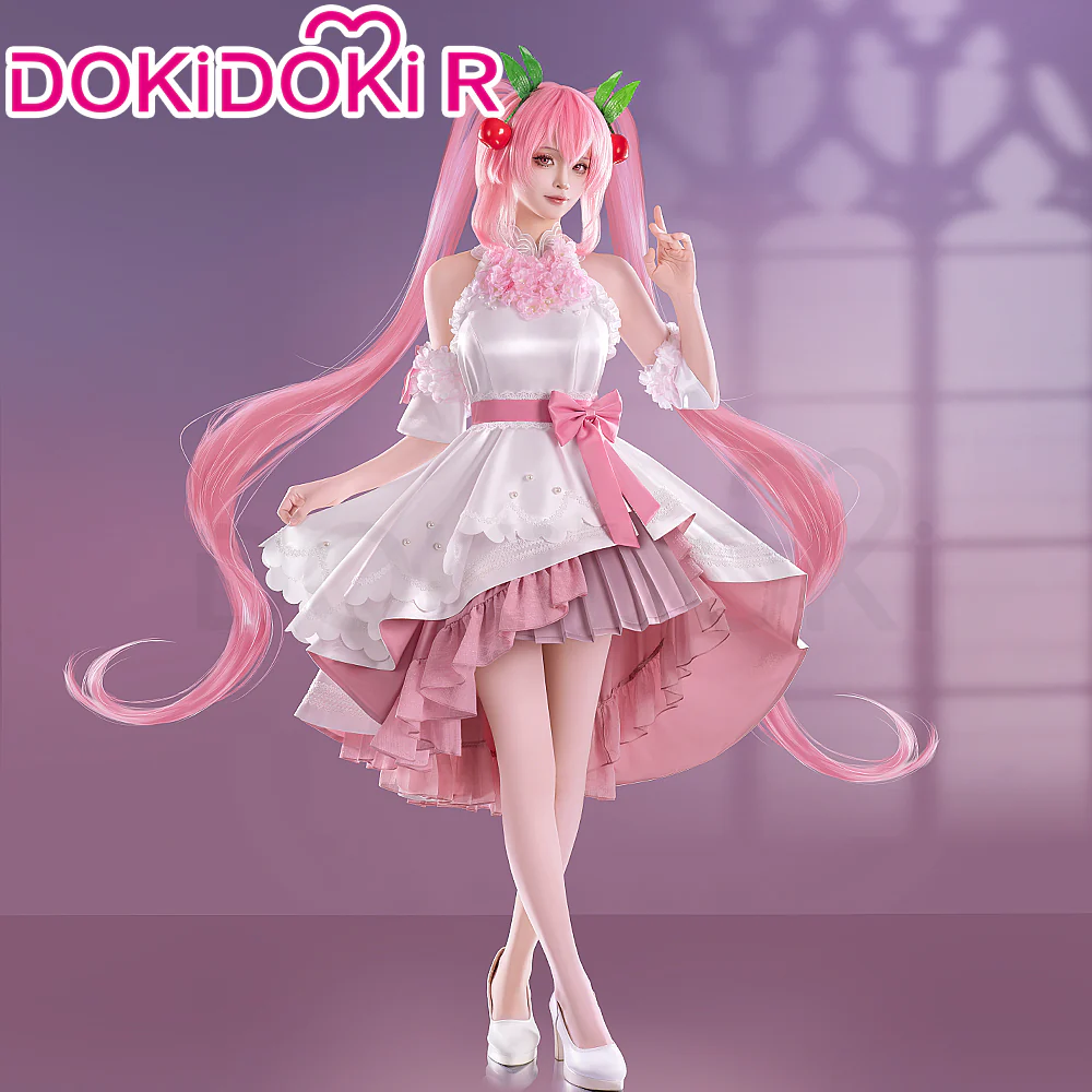 DokiDoki-R Cosplay Costume Sakura Pink Sweet Dress White - Image 2