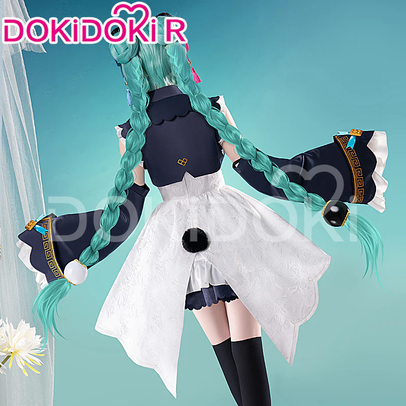 【IN STOCK】DokiDoki-R Cosplay Panda Girl Cute Dress Lolita Costume / Wig Long Blue Twist Braid Hair - Image 3