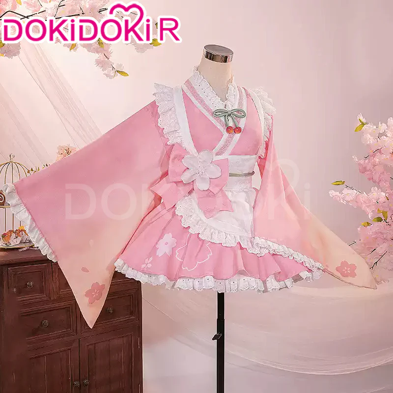 【In Stock】DokiDoki-R Cosplay Sakura Costume Cute Wabi-sabi Tea House maid Sweet Dress Pink - Image 2