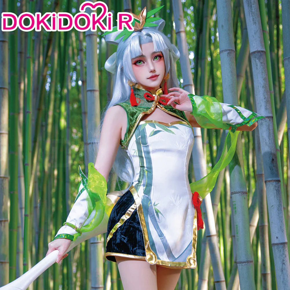 DokiDoki-R Game Cosplay Panda Skin Green Costume Bamboo Green Dress - Image 3