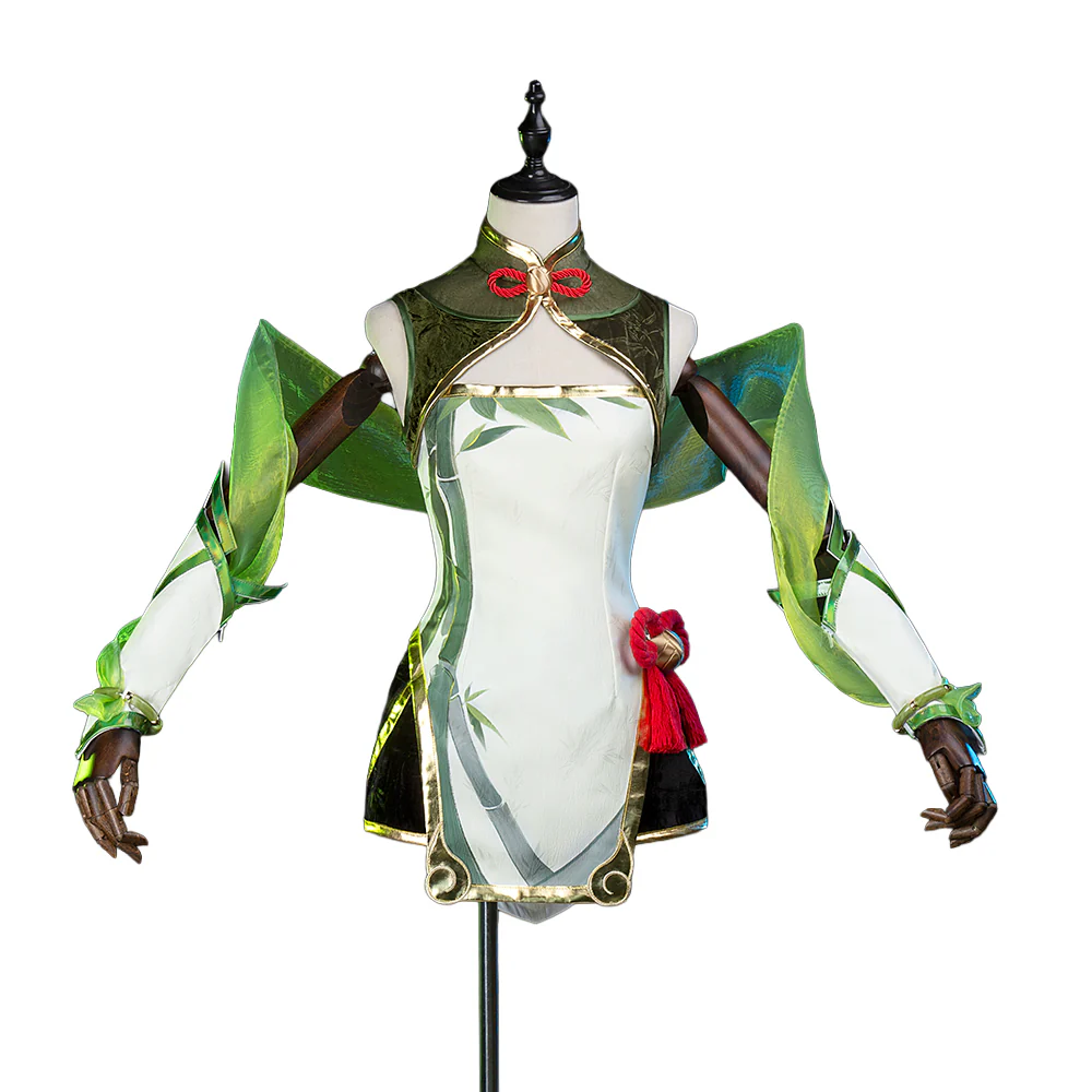 DokiDoki-R Game Cosplay Panda Skin Green Costume Bamboo Green Dress - Image 6