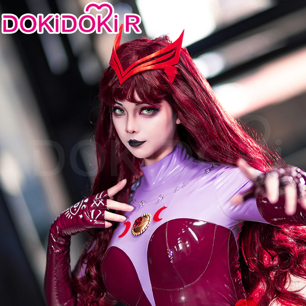 【Size S-3XL】Dokidoki-R Game Cosplay Costume Woman Tight-Fitting Magenta Bodysuit - Image 3