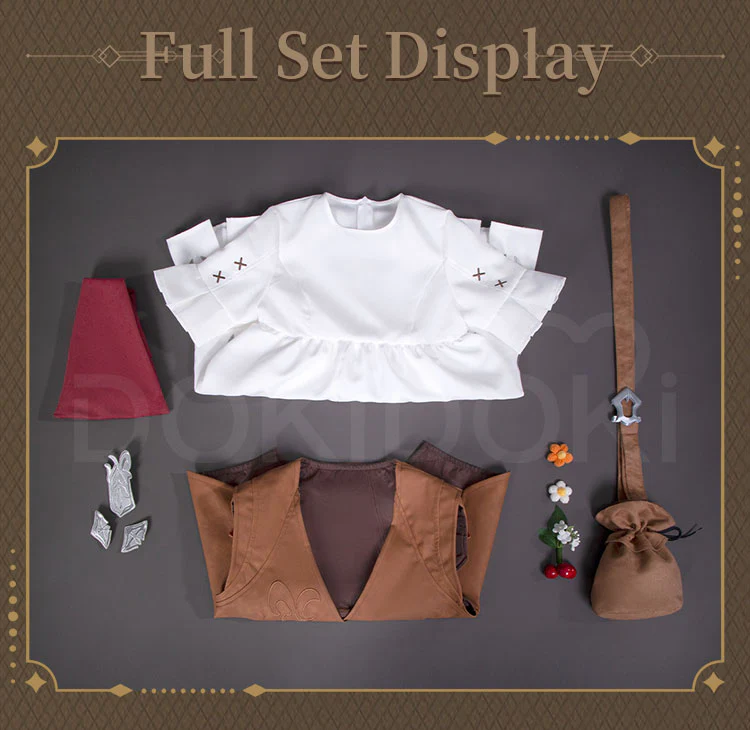DokiDoki-R Game Cosplay Costume Female Cute White Brown - Image 7