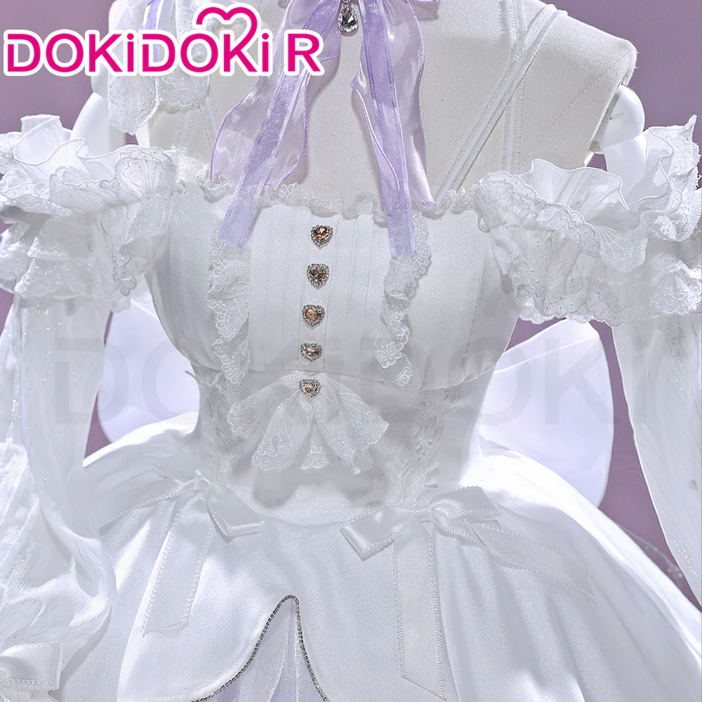 DokiDoki-R Game Cosplay White Dress Purple Ribbon Costume Formal Dress - Image 3