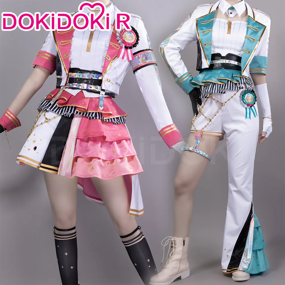 DokiDoki-R Game Cosplay Pink White Green Dress Costume Thanks Festival