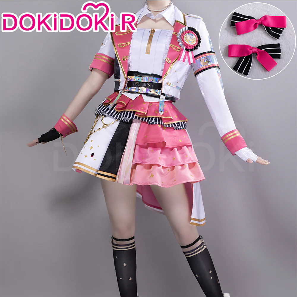 DokiDoki-R Game Cosplay Pink White Green Dress Costume Thanks Festival - Image 2