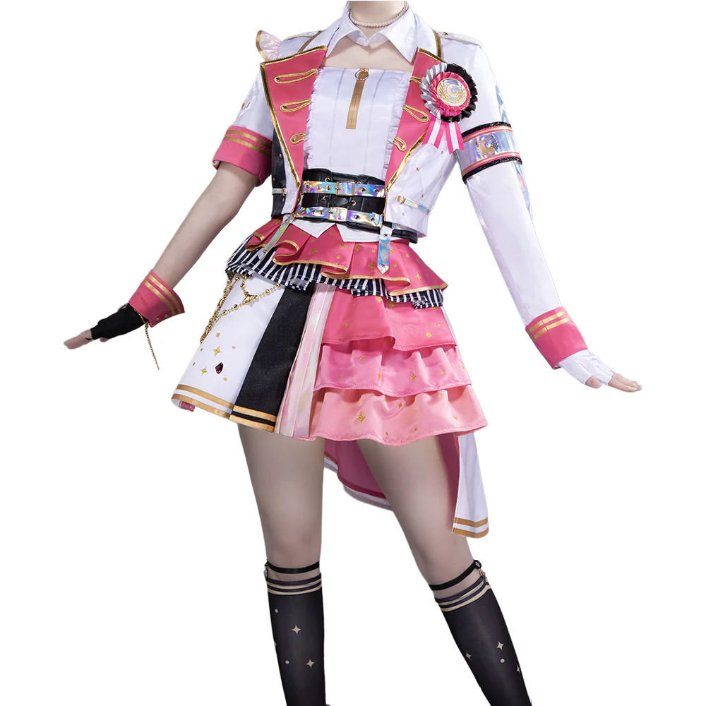 DokiDoki-R Game Cosplay Pink White Green Dress Costume Thanks Festival - Image 4