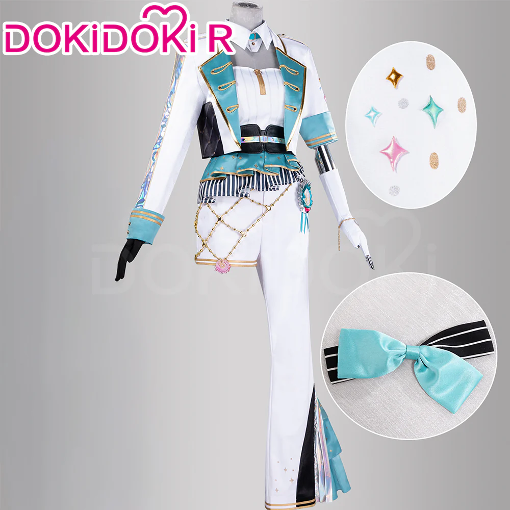 DokiDoki-R Game Cosplay Pink White Green Dress Costume Thanks Festival - Image 5