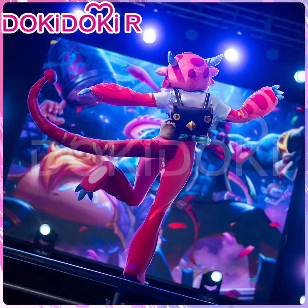 DokiDoki-R Game Cosplay Pink Cosplayer Costume Jumpsuits Animal Costume Cute Chameleon - Image 4