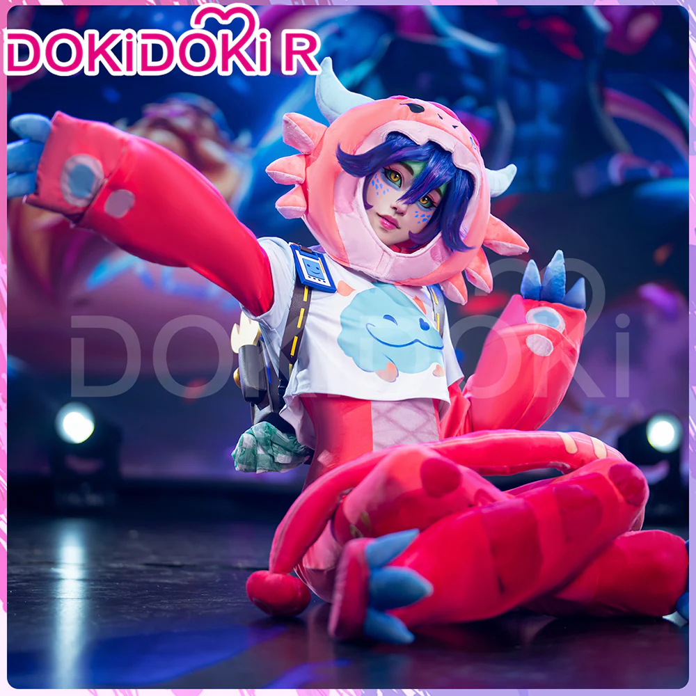 DokiDoki-R Game Cosplay Pink Cosplayer Costume Jumpsuits Animal Costume Cute Chameleon - Image 5