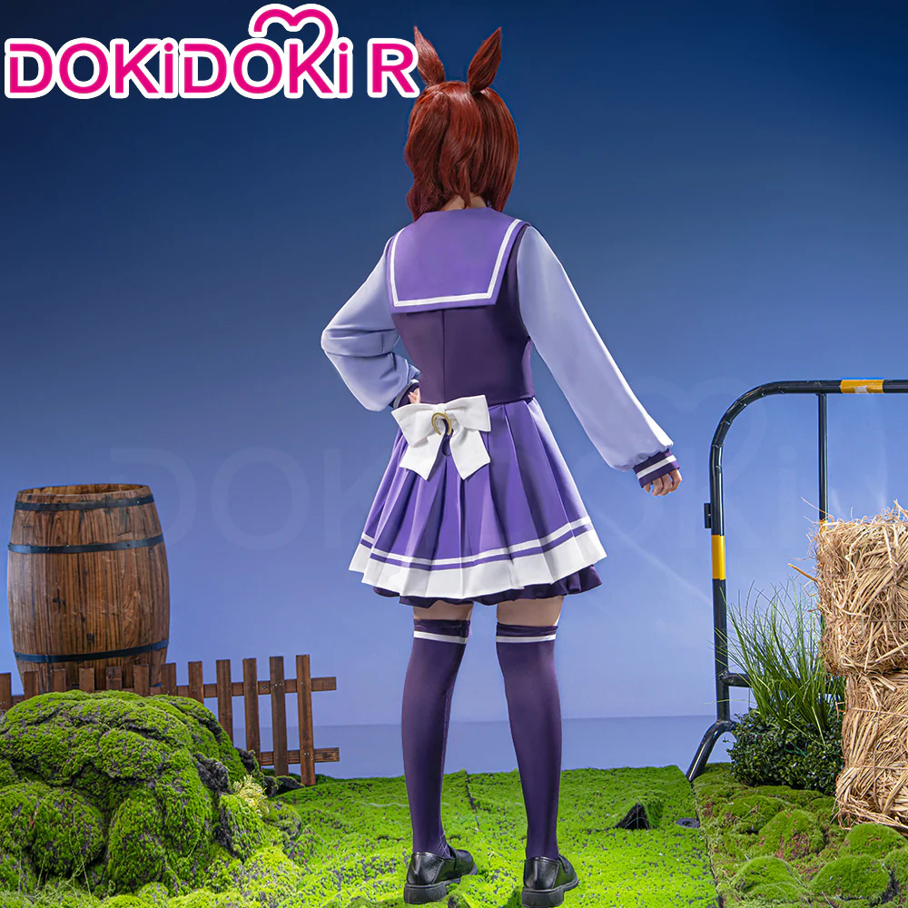 【Size XS-2XL】DokiDoki-R Game Cosplay School Uniform Costume Purple Dress - Image 3