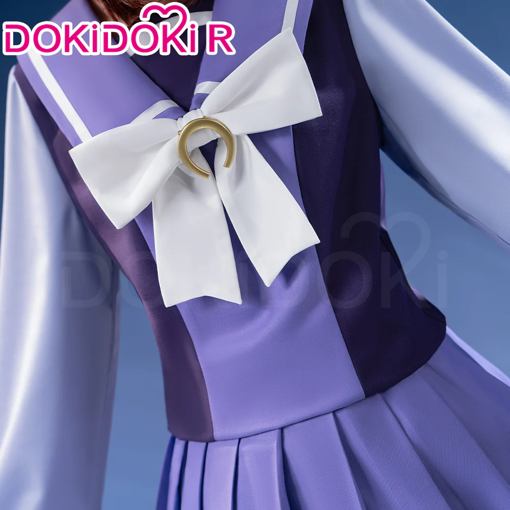 【Size XS-2XL】DokiDoki-R Game Cosplay School Uniform Costume Purple Dress - Image 4