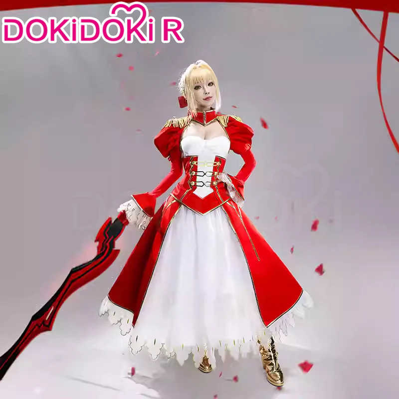 DokiDoki-R Game Fate / Grand Order Cosplay Nero Claudius Costume / Wig Red Saber White