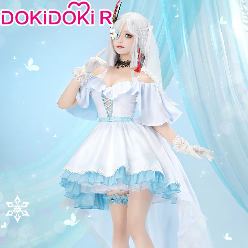 【In Stock】DokiDoki-R Game Genshin Impact Cosplay Shenhe Wedding Dress Shen He Doujin