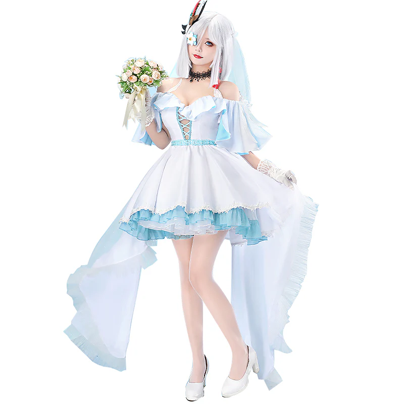 【In Stock】DokiDoki-R Game Genshin Impact Cosplay Shenhe Wedding Dress Shen He Doujin - Image 4