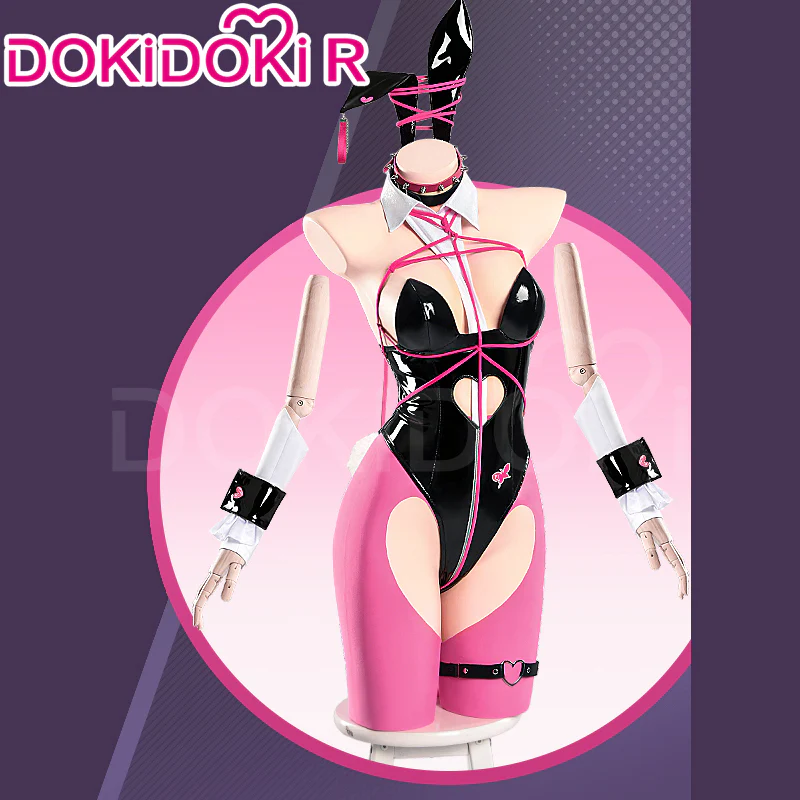 DokiDoki-R Game Cosplay Costume / Wig Sexy Bunny Girl Long Pink Hair