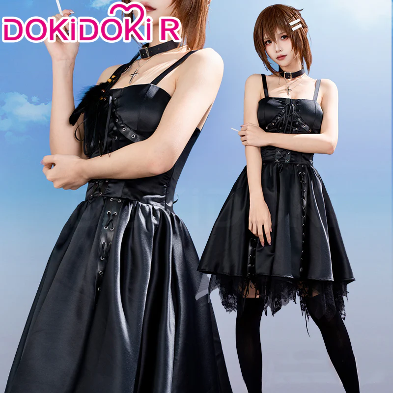 DokiDoki-R Game Wonderful Everyday ~Diskontinuierliches Dasein~ Cosplay Minakami Yuki Costume Black Dress