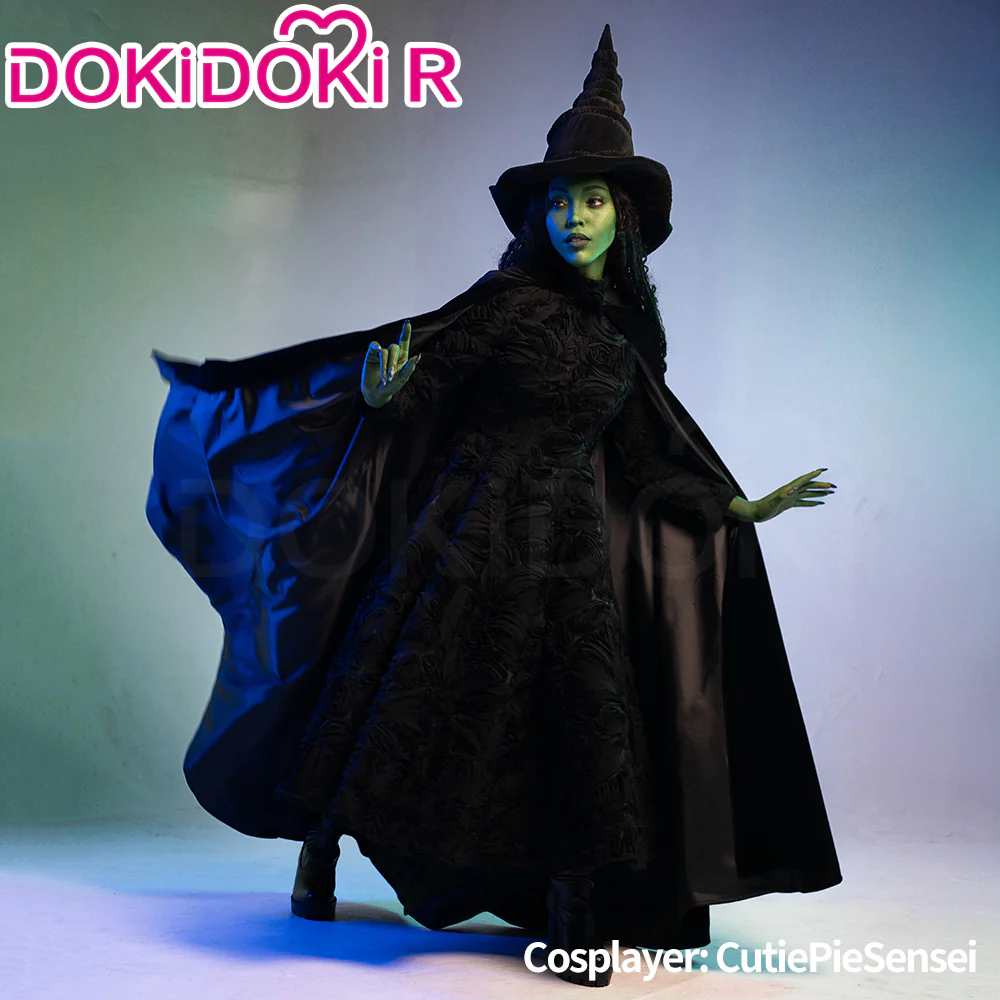 【Ready For Ship】【Size S-3XL】DokiDoki-R Movie Cosplay Black Witch Costume Dress With Cape / Hat Halloween