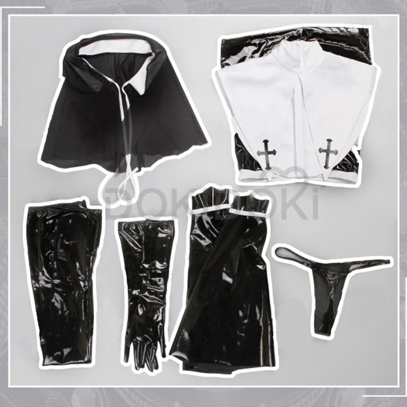 Dokidoki-R Saint Nun Leather Jacket Sexy Cosplay Costume  Sexy  Bodysuit Women Halloween - Image 4