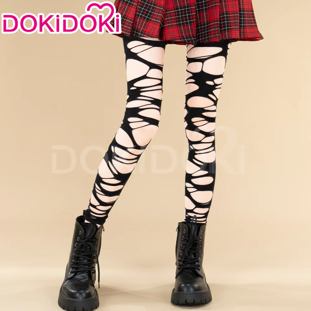 DokiDoki Ripped Fishnet Socks Stocking Black White Sexy - Image 2