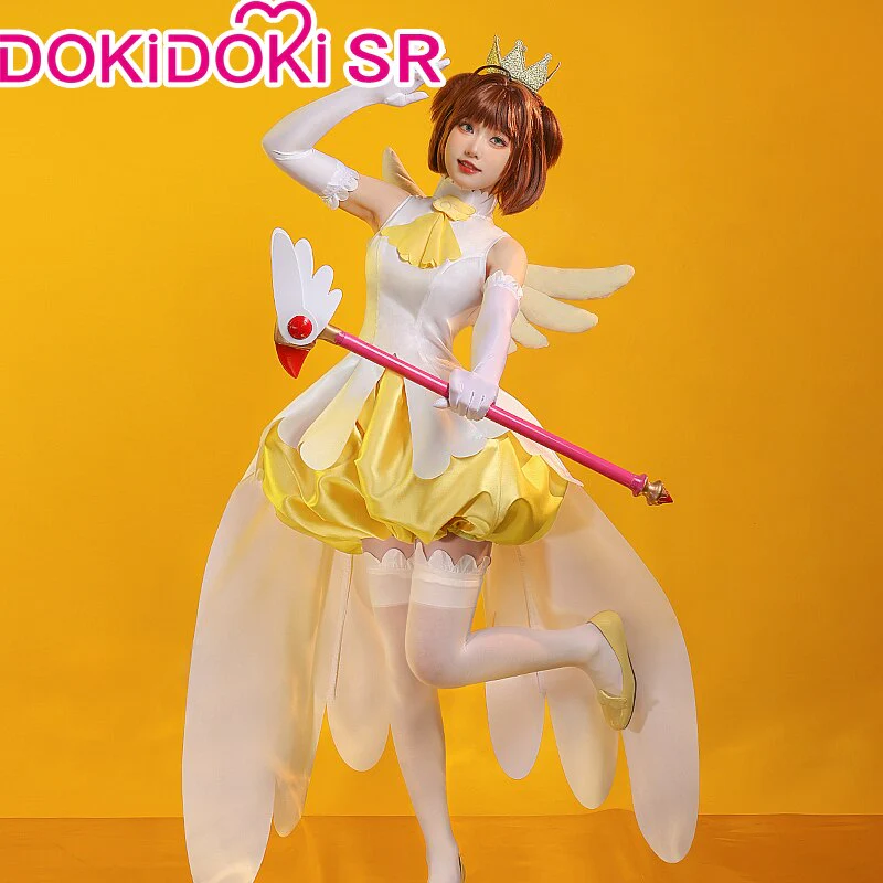 【Partially Ready For Ship】DokiDoki-SR Anime Card Captor Sakura Cosplay Kinomoto Sakura Costume Cute Yellow Dress Women Cardcaptor Sakura