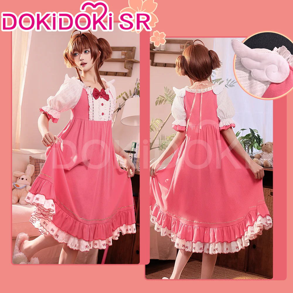 DokiDoki-SR Anime Card Captor Sakura Cosplay Kinomoto Sakura Costume Pink Pajamas / Nightgown Dress Summer Wear - Image 2