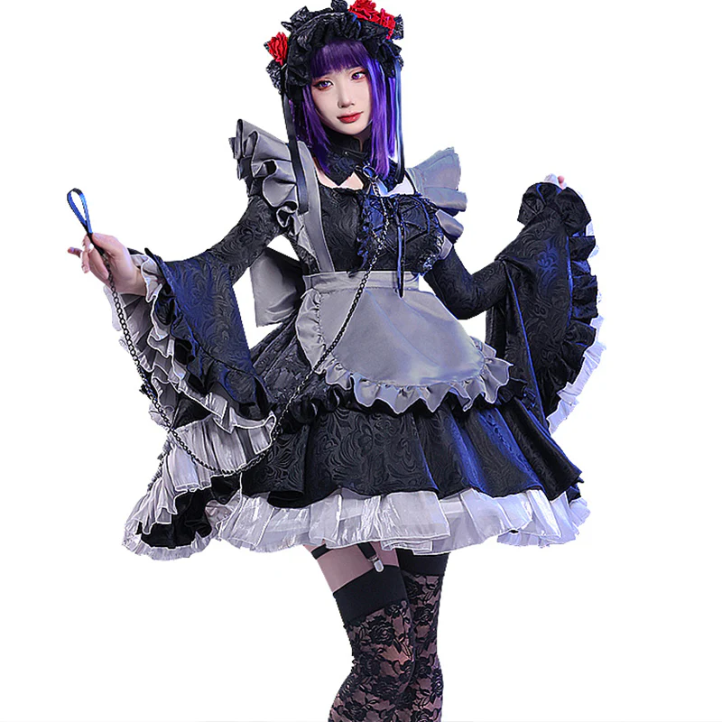【Ready For Ship】DokiDoki-SR Anime Cosplay Costume Maid Black Dress - Image 5