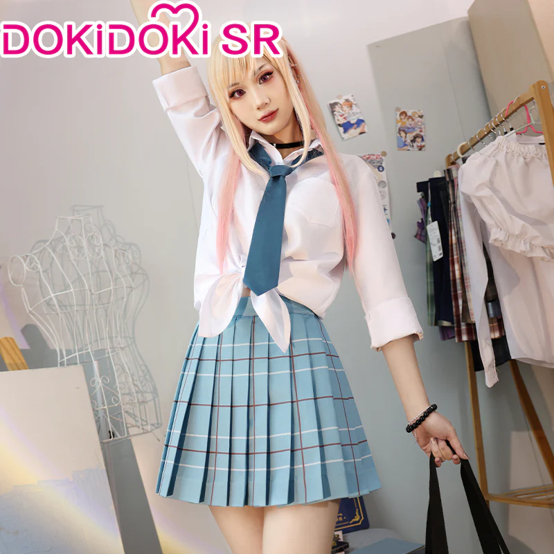 【Ready For Ship】DokiDoki-SR Anime Cosplay Costume School Uniform White Blue JK - Image 3